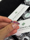 Anillo de Hombre en Plata – Cintillo con 9 Rubíes Naturales de 4 mm