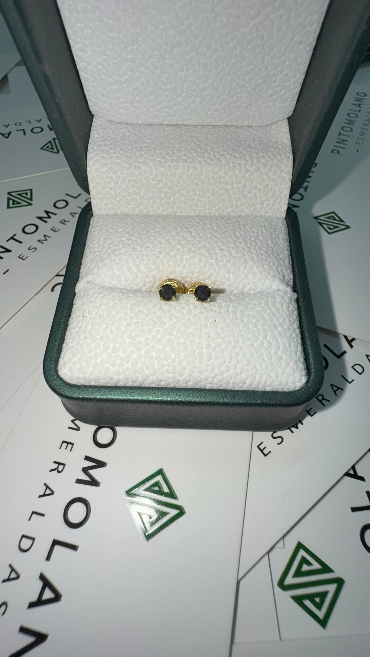 Aretes en Oro y Diamante Negro