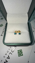 Aretes Topos en Oro Diamante Azul 3mm
