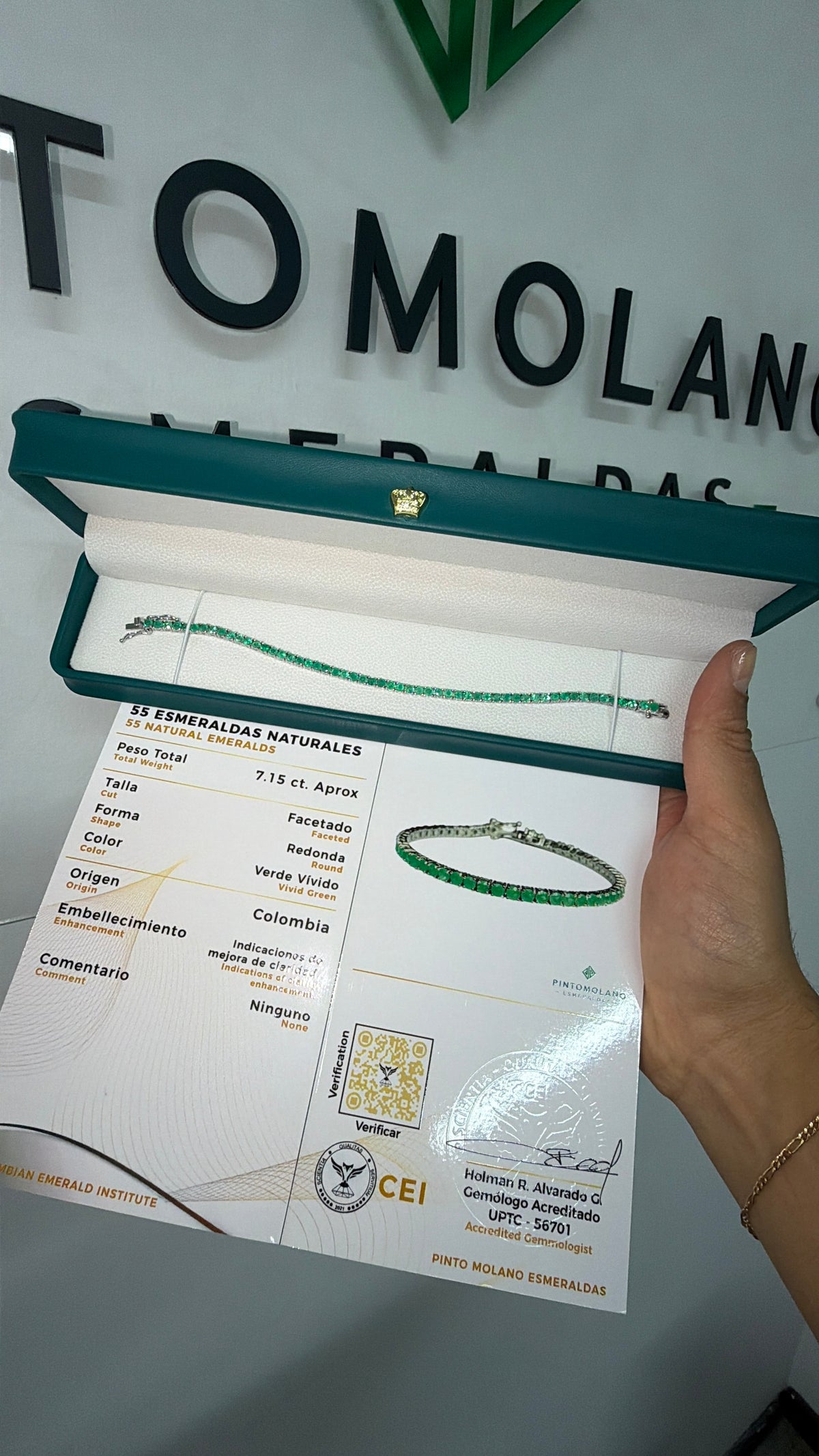 Pulsera tennis Esmeralda 3mm en Plata - Disponible para fabricación