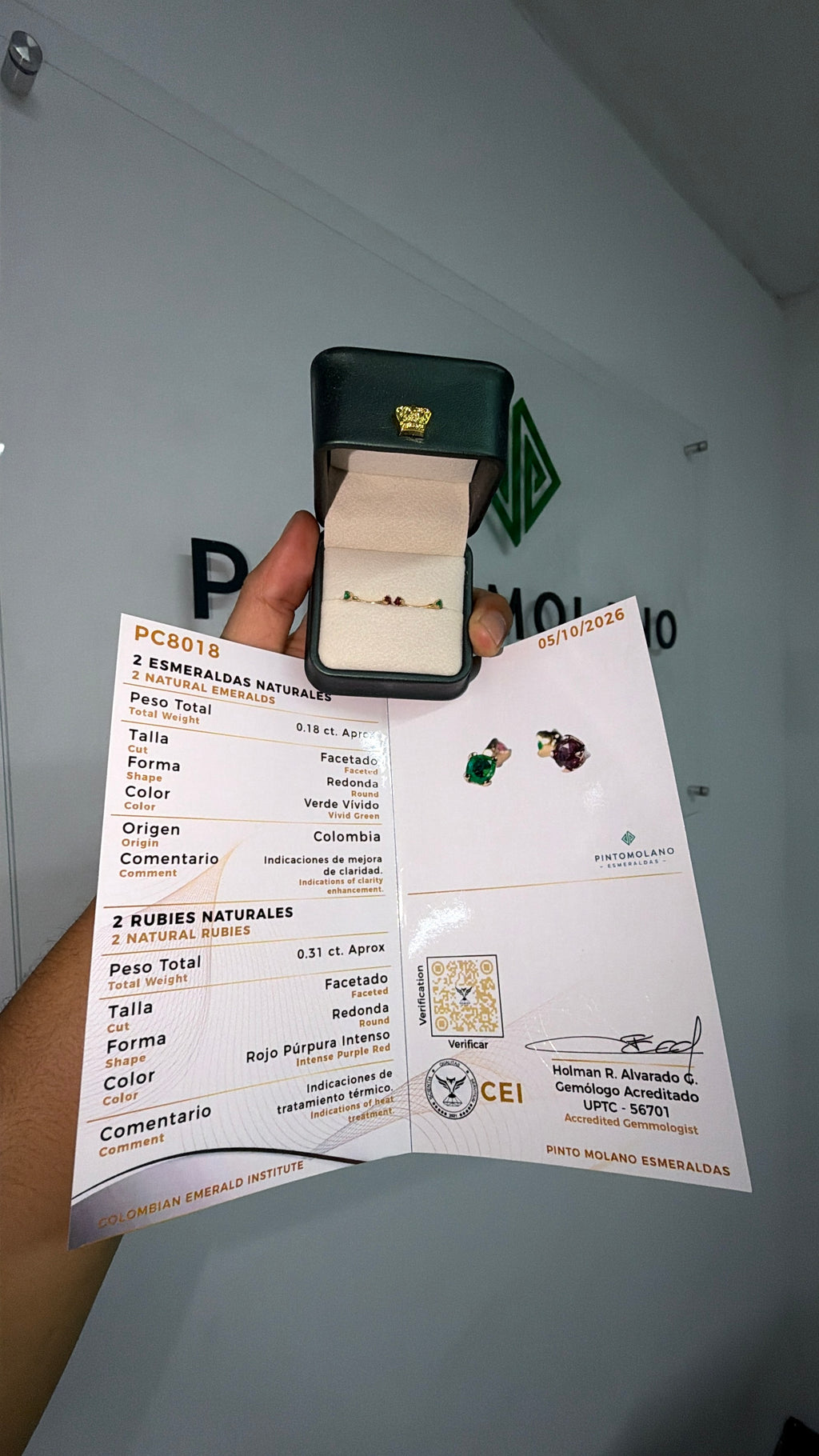Piercing Rook con Esmeralda y Rubi - Disponible para Fabricación