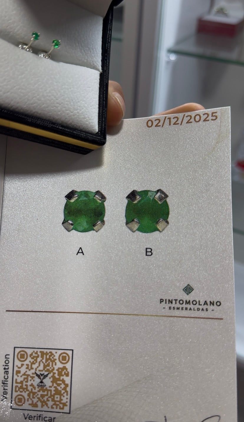 Aretes Topos Plata 925 - Esmeralda