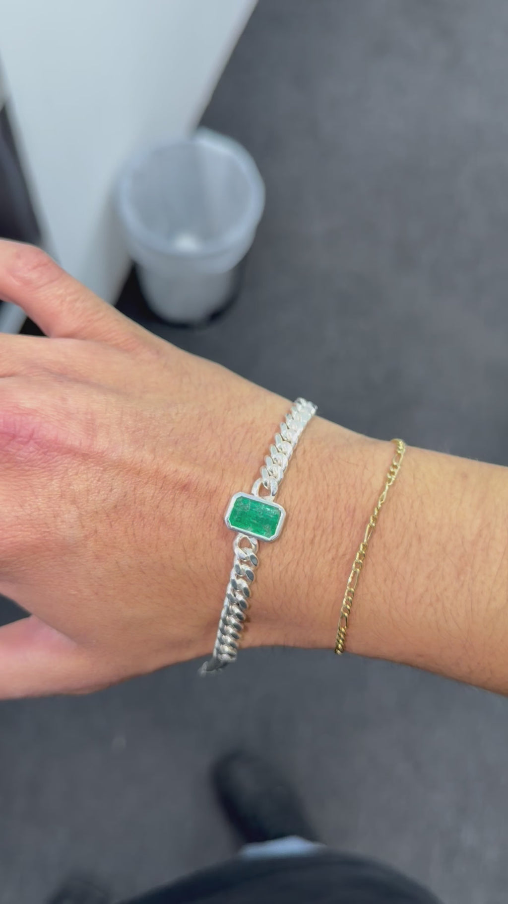 Pulsera Esmeralda Cuadrada