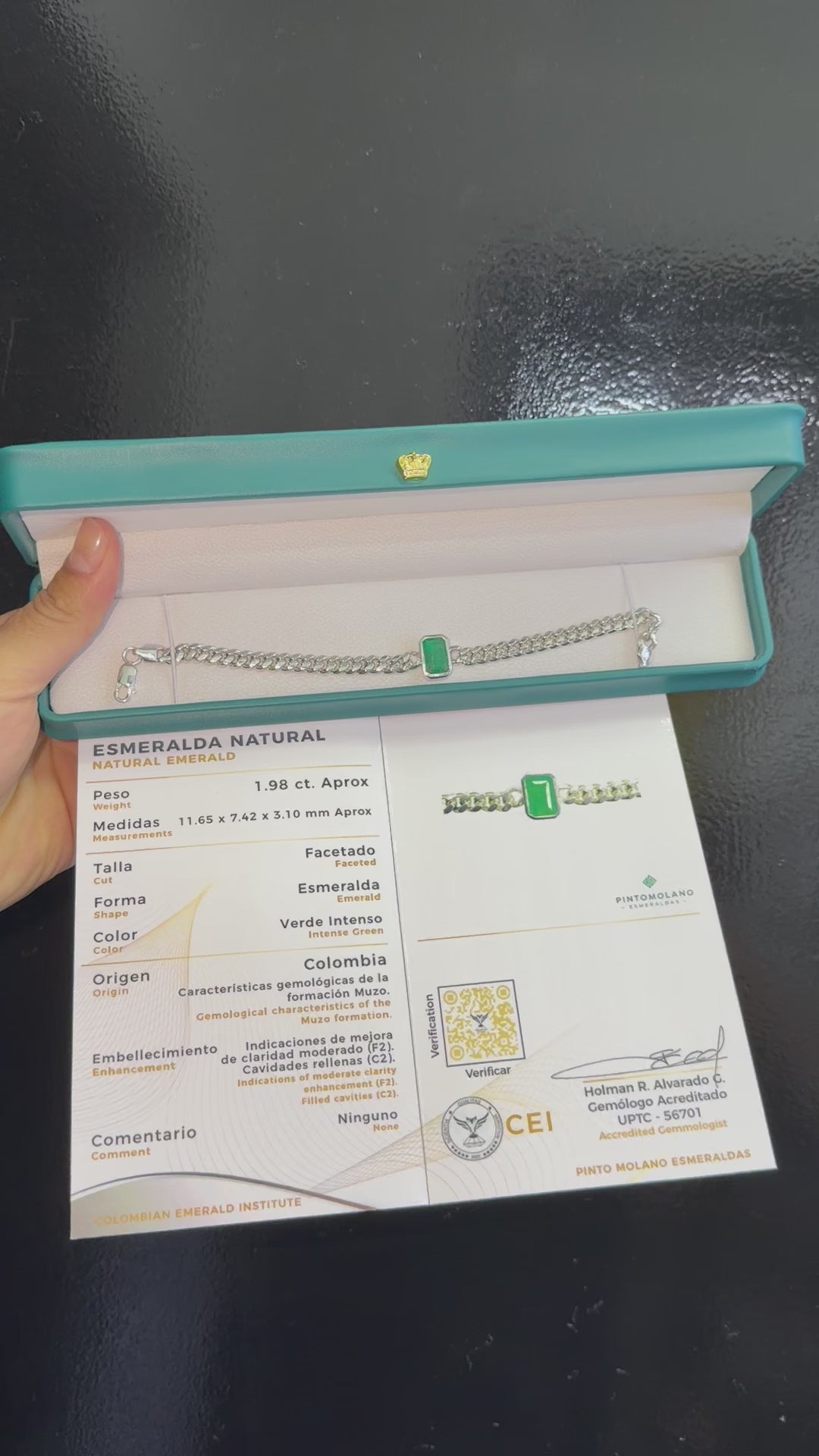 Pulsera Esmeralda Cuadrada